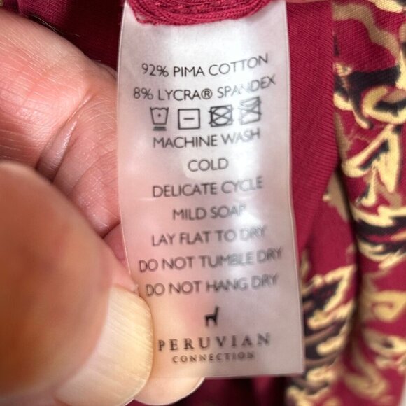 Peruvian Connection Red Floral Pima Cotton Sleeveless Sheath Dress Size L - Picture 9 of 9